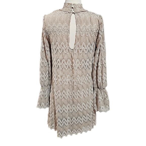 Free People Simone Lace Overlay Dress Long Sleeve Beige Tan Cream Size Small - Picture 5 of 7